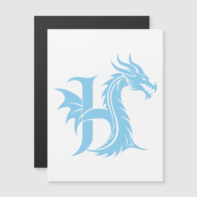 Convite Dragon Styled Letter H, Dragon Alphabet, Monogram (Frente/Verso)