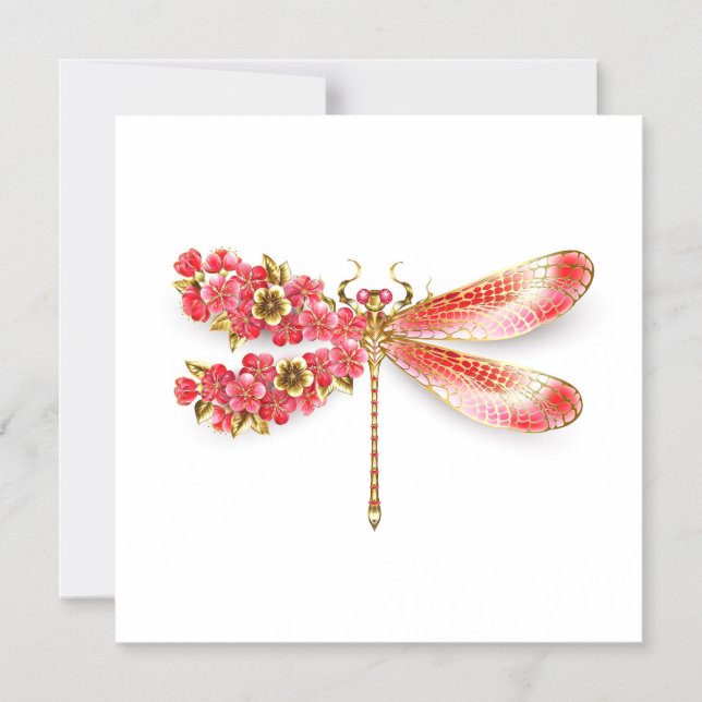 Convite Dragonfly com joalheria sakura (Frente)