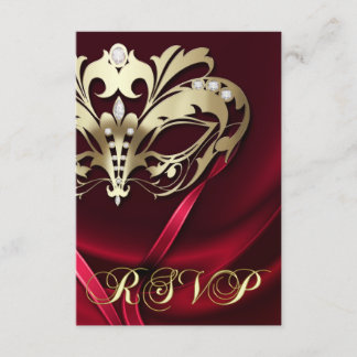 Convite Dramático de Mascarada Vermelho RSVP