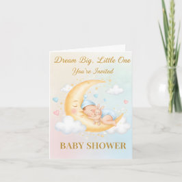 Convite Dreamy Moon Baby Shower Invitation - Sleeping Baby