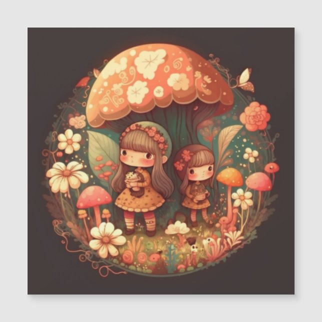 Convite Duas meninas pequenas e fofas duendes (Frente)