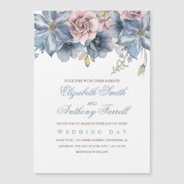 Convite Dusty Blue e Mauve Watercolor Casamento Floral