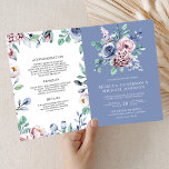 Convite Dusty Periwinkle Blue Pink Floral QR Code Wedding<br><div class="desc">Amaze your guests with this elegant all in one wedding invite featuring beautiful watercolor leaves and modern typography with QR Code for online RSVP.</div>