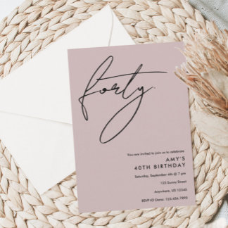 Convite Dusty Pink aniversário de 40 anos