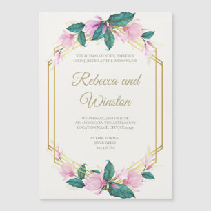 Convite Dusty Pink e Dourado Casamento Verde Floral