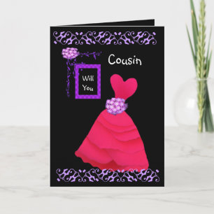 Convite É a minha madrinha com o vestido vermelho