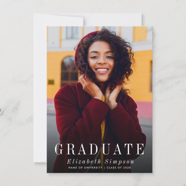 convite e anúncio simples de conclusão de fotograf (Frente)