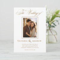 Convite e Foto para Casamento Marrom e Branco Lega