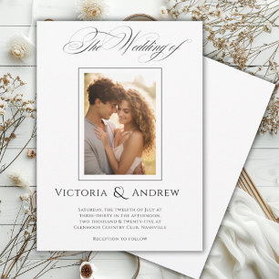 Convite e Foto para Casamento Preto e Branco Elega