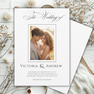 Convite e Foto para Casamento Preto e Branco Elega