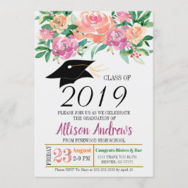Convite editável da graduação - floral