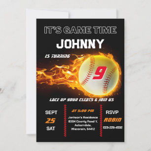 Convite Editável de Aniversário de Baseball