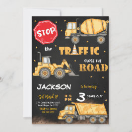 Convite Editável de Aniversário de Construção