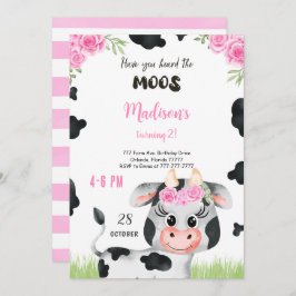 Convite editável de aniversário de vaca