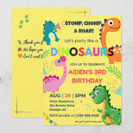 Convite Editável de Aniversário do Dinossaur