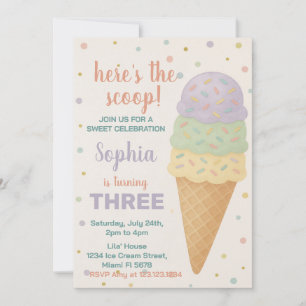 Convite Editável de Aniversário do Sorvete