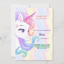 Convite Editável de Aniversário do Unicorn