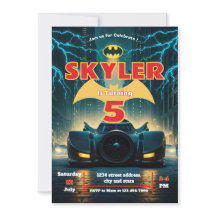 Convite Editável De Bat, Convite De Aniversário De