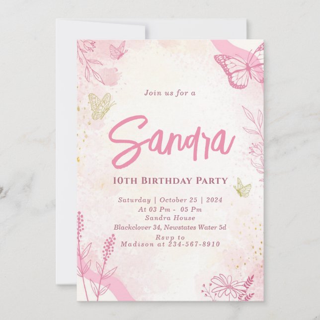 Convite Editável de Festa de aniversário de Borbol (Frente)