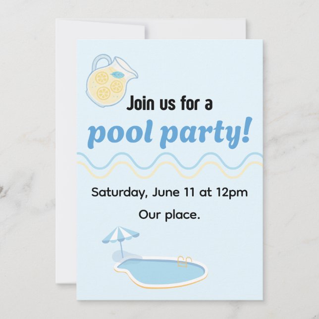 Convite editável de festa de piscina de verão (Frente)