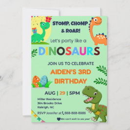 Convite Editável Dino Birthday | Roar Party
