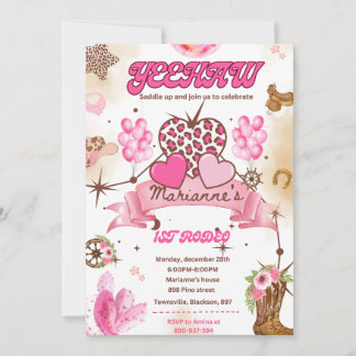 Convite Editável Para Aniversário Da Cowgirl, Disc