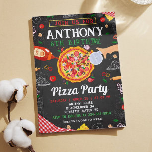Convite editável para Festa de aniversário de pizz