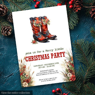 Convite editável para festa de Natal country cowbo