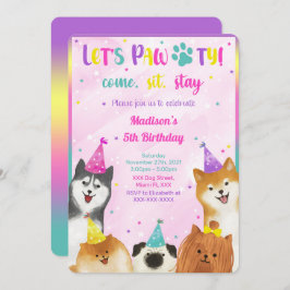 Convite Editável para o Aniversário de Puppy