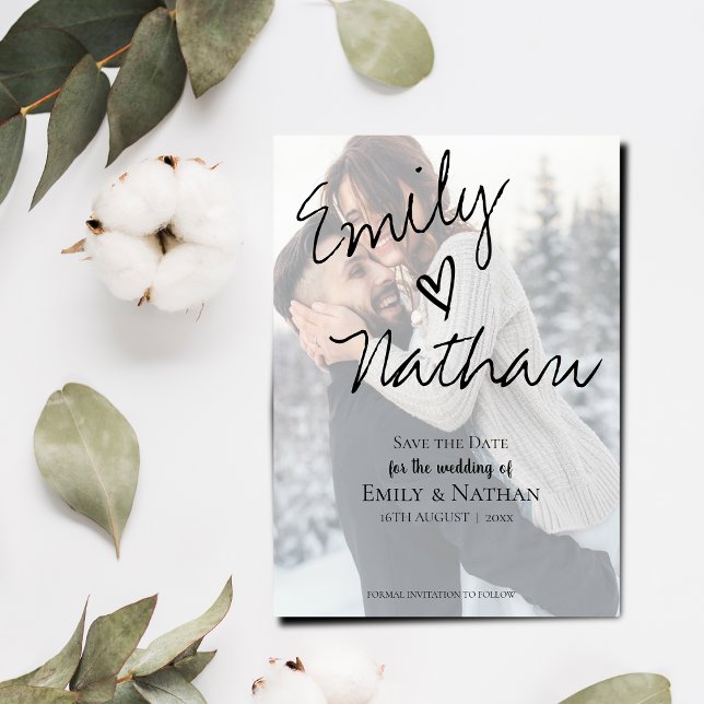 Convite Efeito de Falso Vellum Foto Casamento Salvar a Dat (Criador carregado)