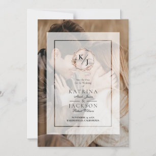 Convite Efeito de Transparência de Foto de Casamento em Ve