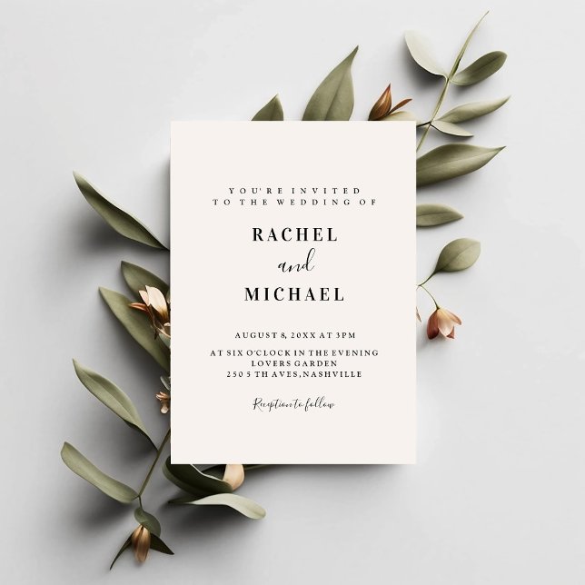 Convite Einladung (Modern, simple, elegant, beige, script font invitation)