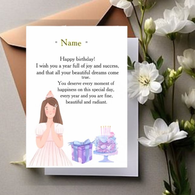 Convite Elegant Birthday Card for Her – Personalized Greet (Criador carregado)
