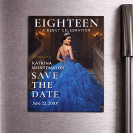 Convite Elegant Blue 18th Magnetic Save Date