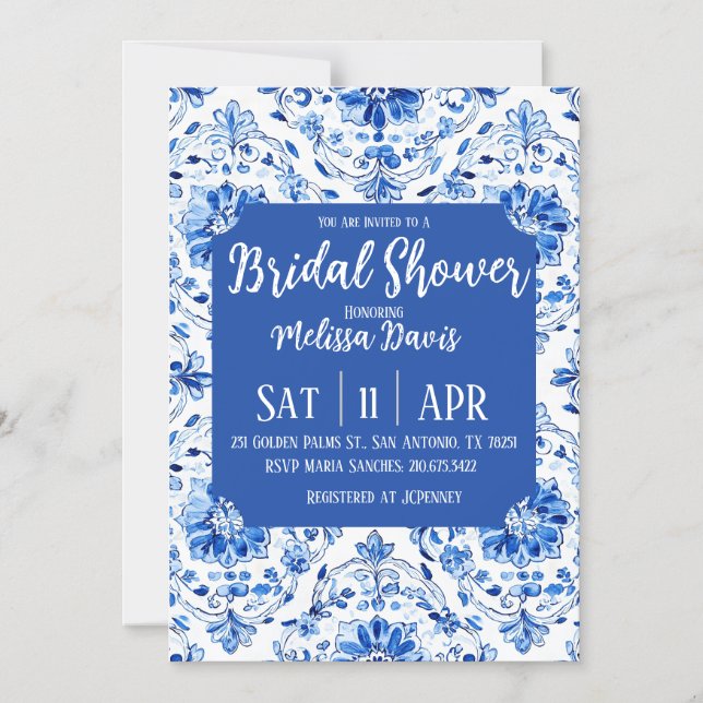 Convite Elegant Chinoiserie Bridal Shower Invitation (Frente)