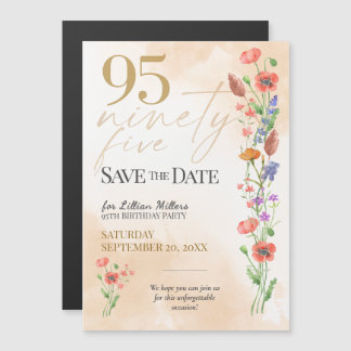 Convite Elegant Floral 95th Birthday - 95 Save The Date
