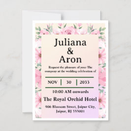 Convite Elegant Floral Wedding Invitation | Editable 