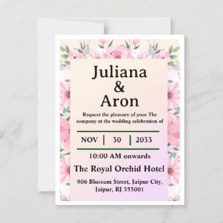 Convite Elegant Floral Wedding Invitation | Editable