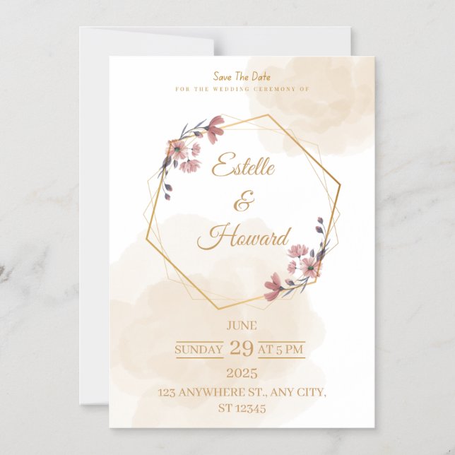 Convite Elegant Geometric Floral Save The Date Card (Frente)