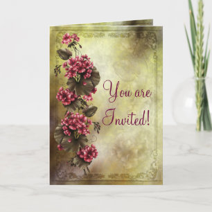 Convite Elegant Geraniums Engagement Invitation