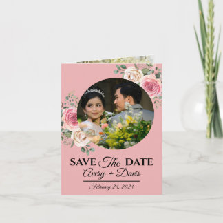 Convite Elegant Pink Floral Fully Editable Save the Date