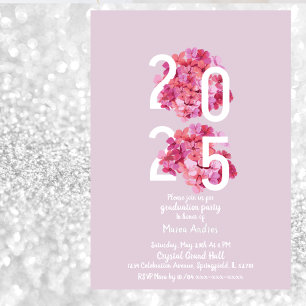 Convite Elegant pink Floral Graduation Invitation
