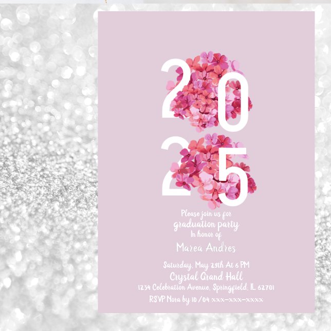 Convite Elegant pink Floral Graduation Invitation (Criador carregado)