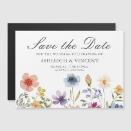 Convite Elegant Spring Wildflowers Save the Date