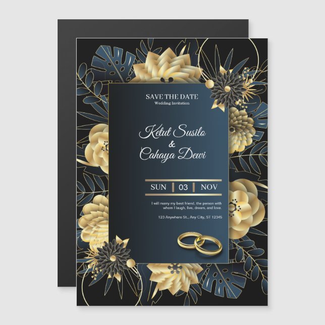 Convite Elegant Wedding Invitation Card (Frente/Verso)