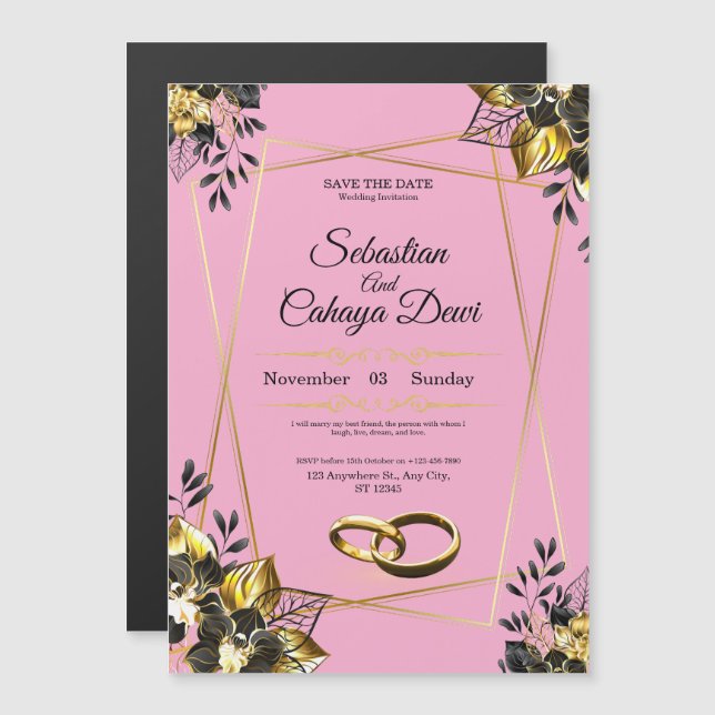 Convite Elegant Wedding Invitation Card (Frente/Verso)