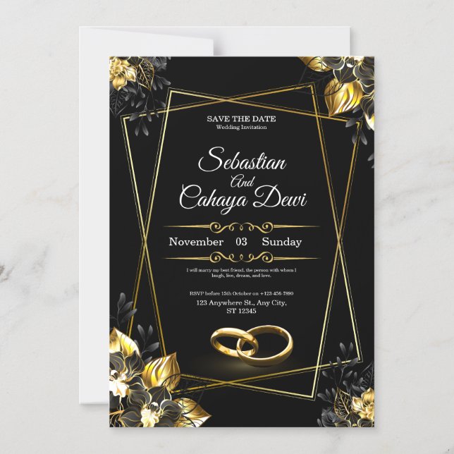 Convite Elegant Wedding Invitation Card (Frente)
