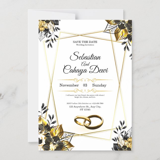 Convite Elegant Wedding Invitation Card (Frente)