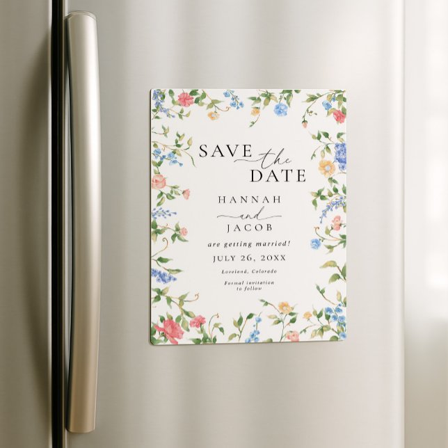 Convite Elegant Wildflower Floral Wedding Save the Date (Criador carregado)