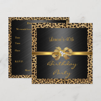 Convite Elegante aniversário de 40 anos Leopardo D